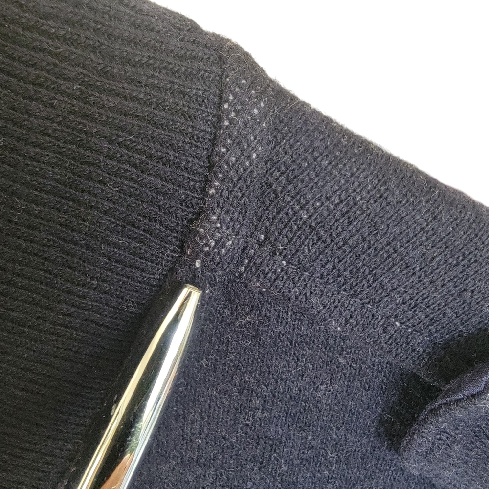 Banana Republic Tactical Sweater Preppy Cardigan Wool Blend Navy Blue Me… - Picture 16 of 17